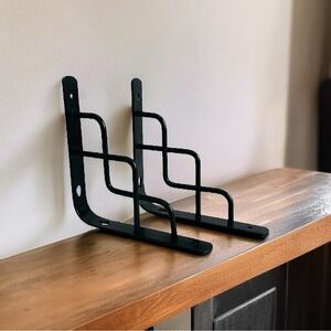 Set of 2 New Black Metal Wall Bracket Celtic Scroll Iron Brackets Shelf Brackets
